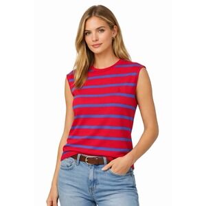 Ralph Lauren Sport Womens Sleeveless Striped Tank Top Size L Red Blue Y2K Preppy